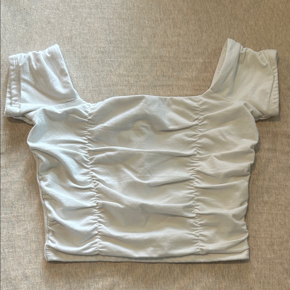 Chic White Ruched Crop Top